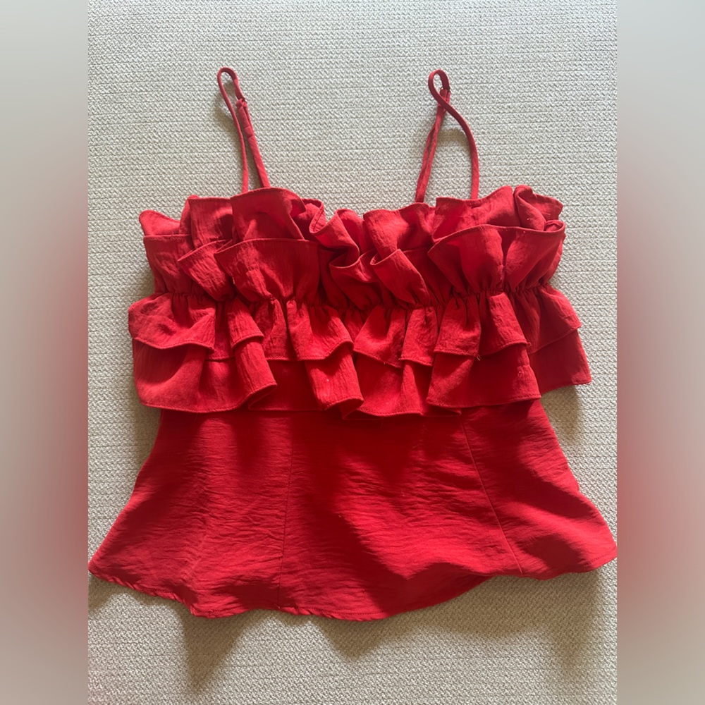 Red Ruffled Women's Top